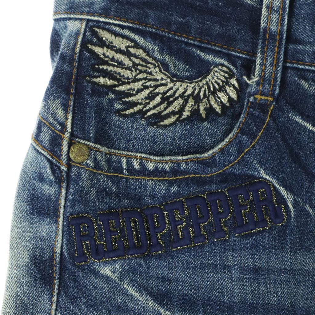 RED PEPPER Cotton Tie-dye Pattern Damage Processing Straight Denim Pants Men's Used