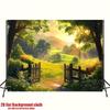 2D Sonnenaufgang Landschaft Fotografie Hintergrund Grünes Scheunentor Natur Hintergrund