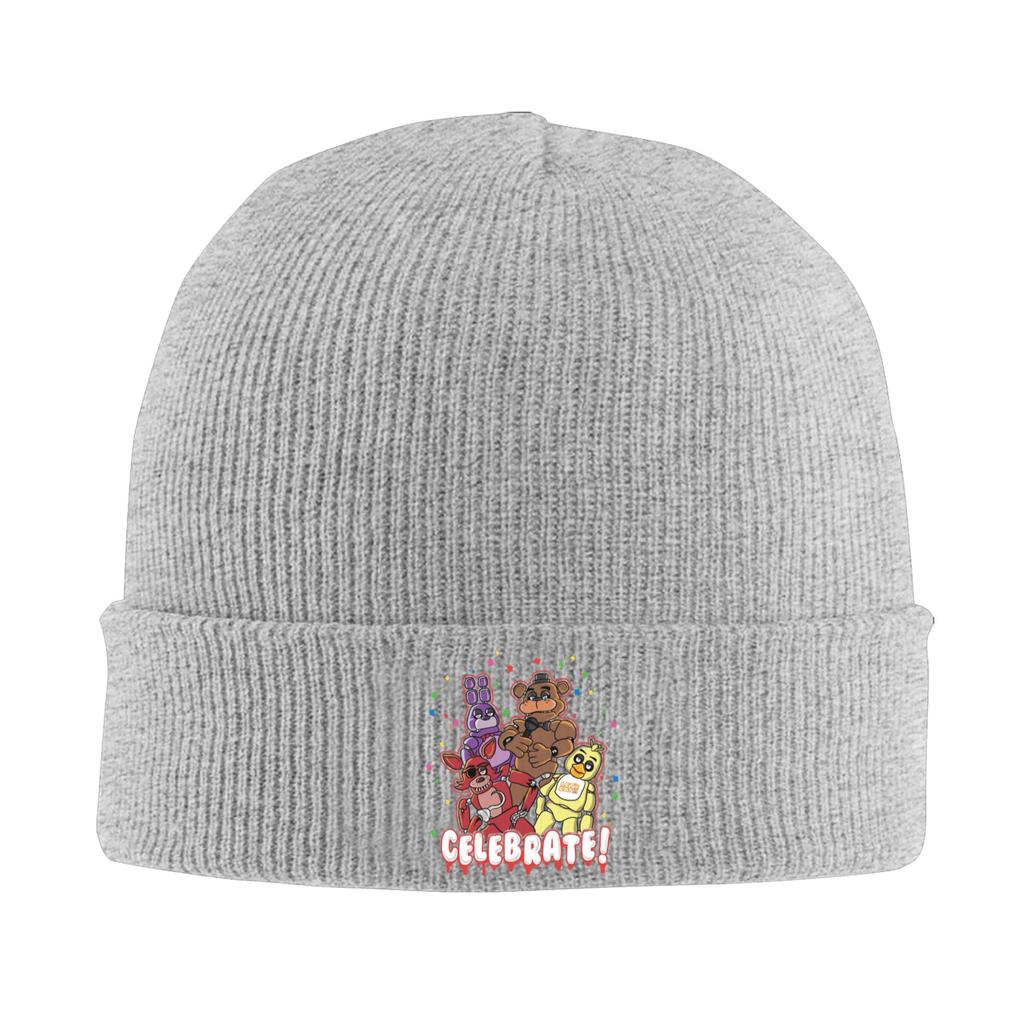 Five Nights At Freddys Celebrate Beanie Hats Skullies Beanies Female Male Retro Elastic Caps Autumn Outdoor Graphic Bonnet Hats