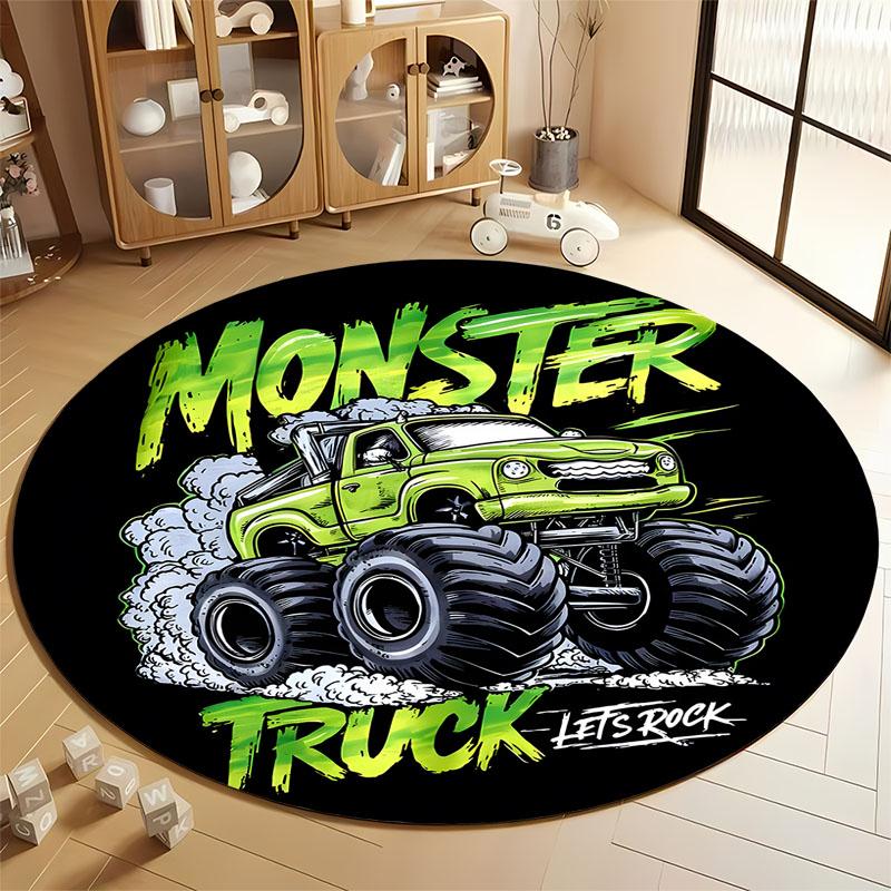 

Vibrant Monster Truck Rug for Kids Rooms round carpet for home sofa bedroom, gift Diameter 60cm