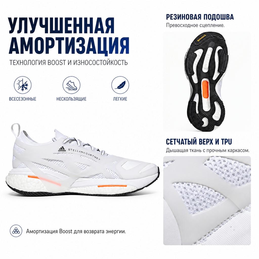 Stella McCartney X Adidas SolarGlide White Signal Orange Men Sneakers Cloud-White App-Signal-Orange HR1923