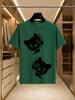 2026 New Arrival 100 Cotton Tshirt Cute Climbing Black Cat Cartoon Print Crew Neck Unisex Loose Fit Casual Short Sleeve