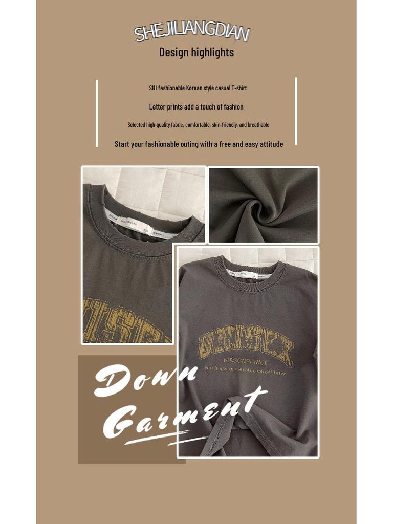 Boys' Trendy Round Neck Short-Sleeve T-Shirt - Summer 2025 Style for Small to Medium Kids