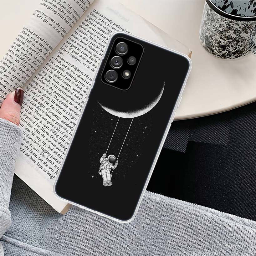 Space Moon Astronaut Phone Case for Samsung Galaxy A17 A16 A15 A14 A13 A57 A56 A55 A54 A53 A37 A36 A35 A34 A33 A26 A25 A24 A23 G