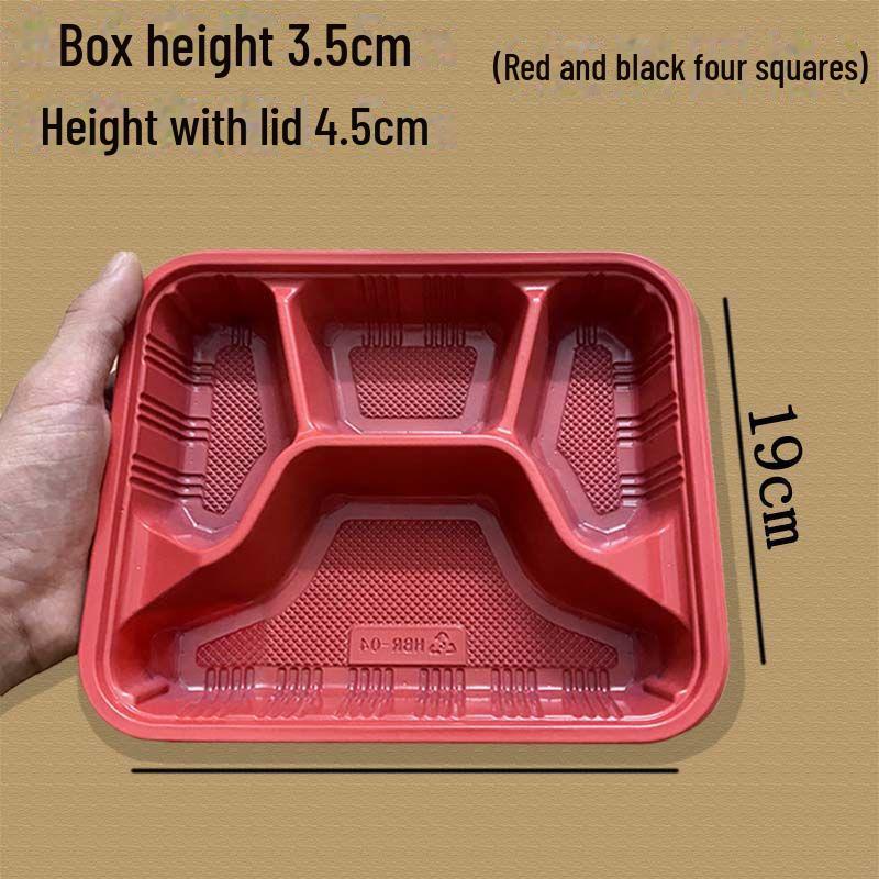Disposable Multi-Grid Lunch Boxes: Four, Three, & Two-Compartment Options, Rectangular Thickened Plastic, Fast Food Ready, Free Shipping