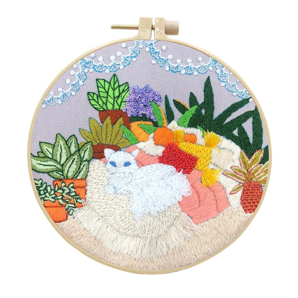 Landscape Handmade DIY Embroidery Kit Full Range of Stamped Cross Stitch Kit Embroidery Material Bag Include Bamboo Hoops Thread