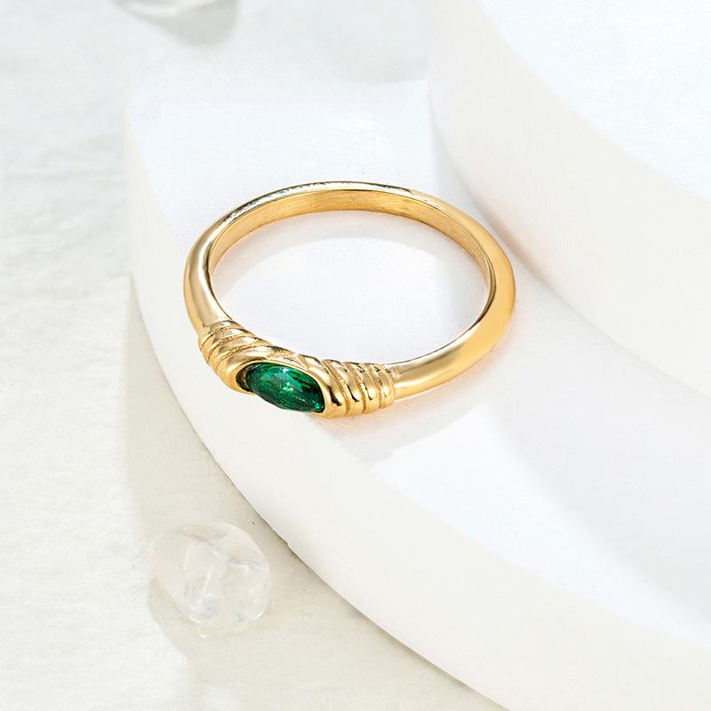 Mini Goose Egg Zircon Ring Women's Fashion Light Luxury Stacked Ring, Titanium Steel Electroplated Jewelry