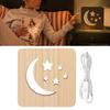 Wooden 3D LED Light Hollow Moon Star Pattern Eye Protection USB Power Supply Warm White Night Lamp f