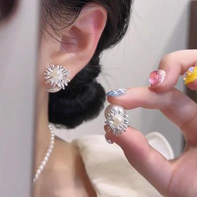 Trendy Sparkle Firework Pearl Two-Way Earrings: Elegant, Versatile Luxury Jewelry