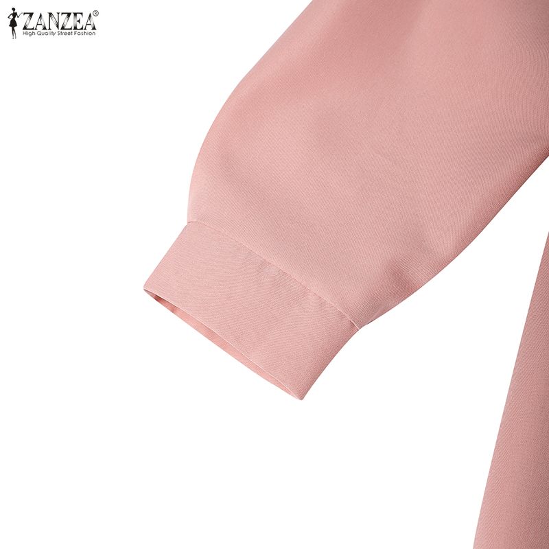 ZANZEA Women Casual Turn Down Collar Loose Long Sleeve Shirt Dress