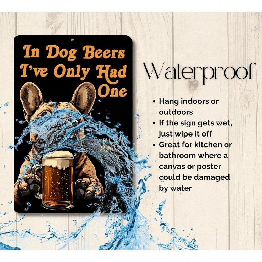 Funny Beer Drinking French Bulldog Metal Tin Sign Vintage Man Cave Garage Decor