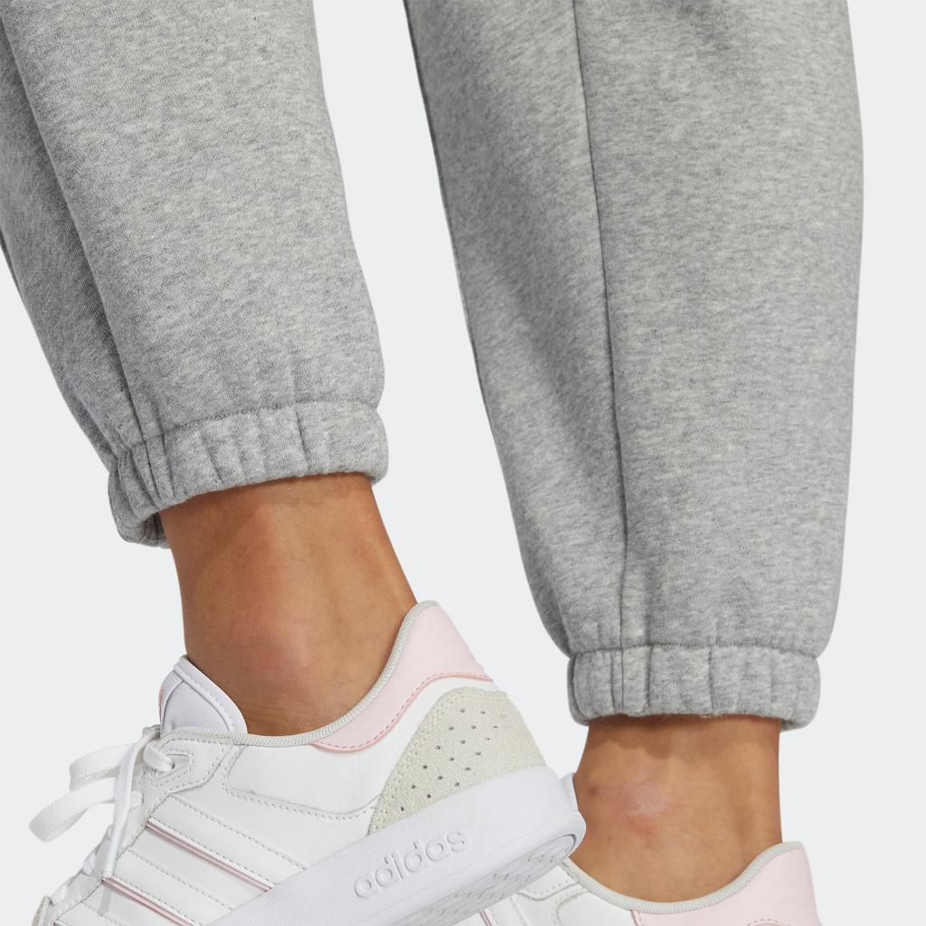 adidas Neo Solid Color Small Logo Print High-Waisted Fleece-Lined Joggers Women Bottoms Medium-Hemp-Gray HZ2410
