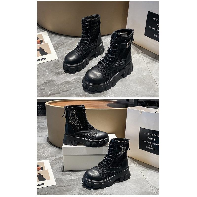 Women's Platform Martin Boots Summer New Style Large Size Mesh Hollow Out Ankle Boots