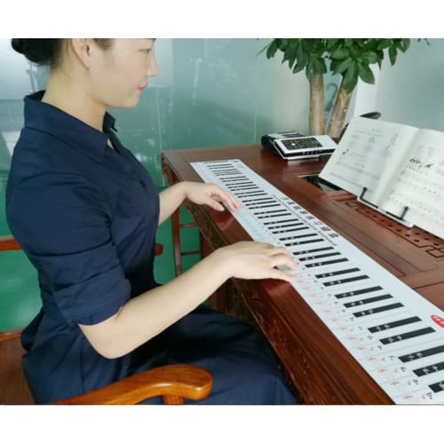 88-Key Paper Piano Keyboard Finger Simulation Practice Guide, Folding Teaching Note Chart, Portable Waterproof Electronic Piano Exercise Cardboard for