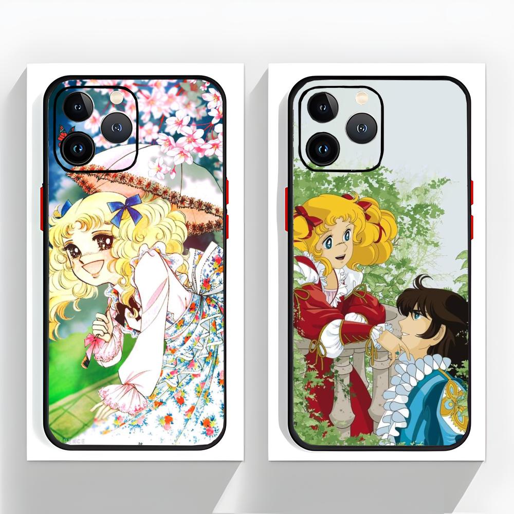 Anime Cute M-Manga Candy Phone Case Black Matte Thin Phone Case For iPhone17 16 15 14 13 ProMax