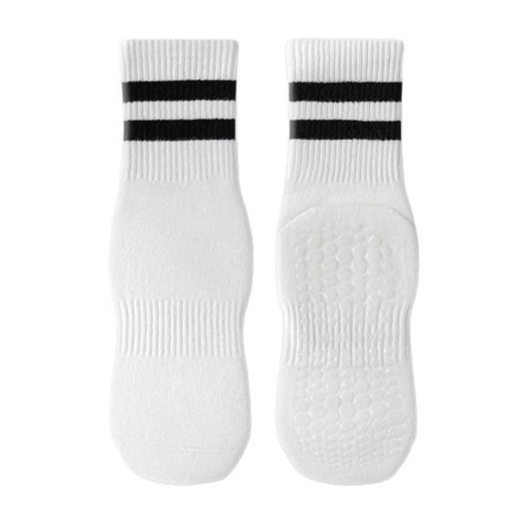 Women's Breathable Non-slip Yoga Socks - Mid-calf Striped Pilates Socks