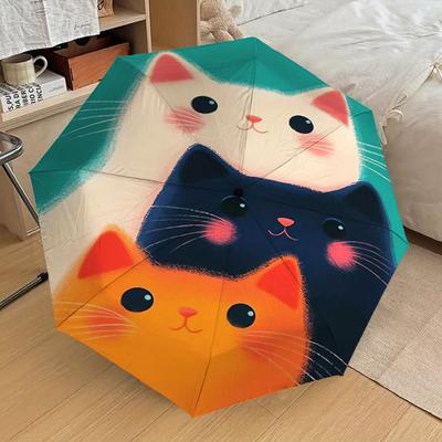 1pc Cat Circle Pattern Umbrella Design Automatic Opening and Closing Umbrella, High-quality Travel Umbrella, Lightweight and Portable, -92