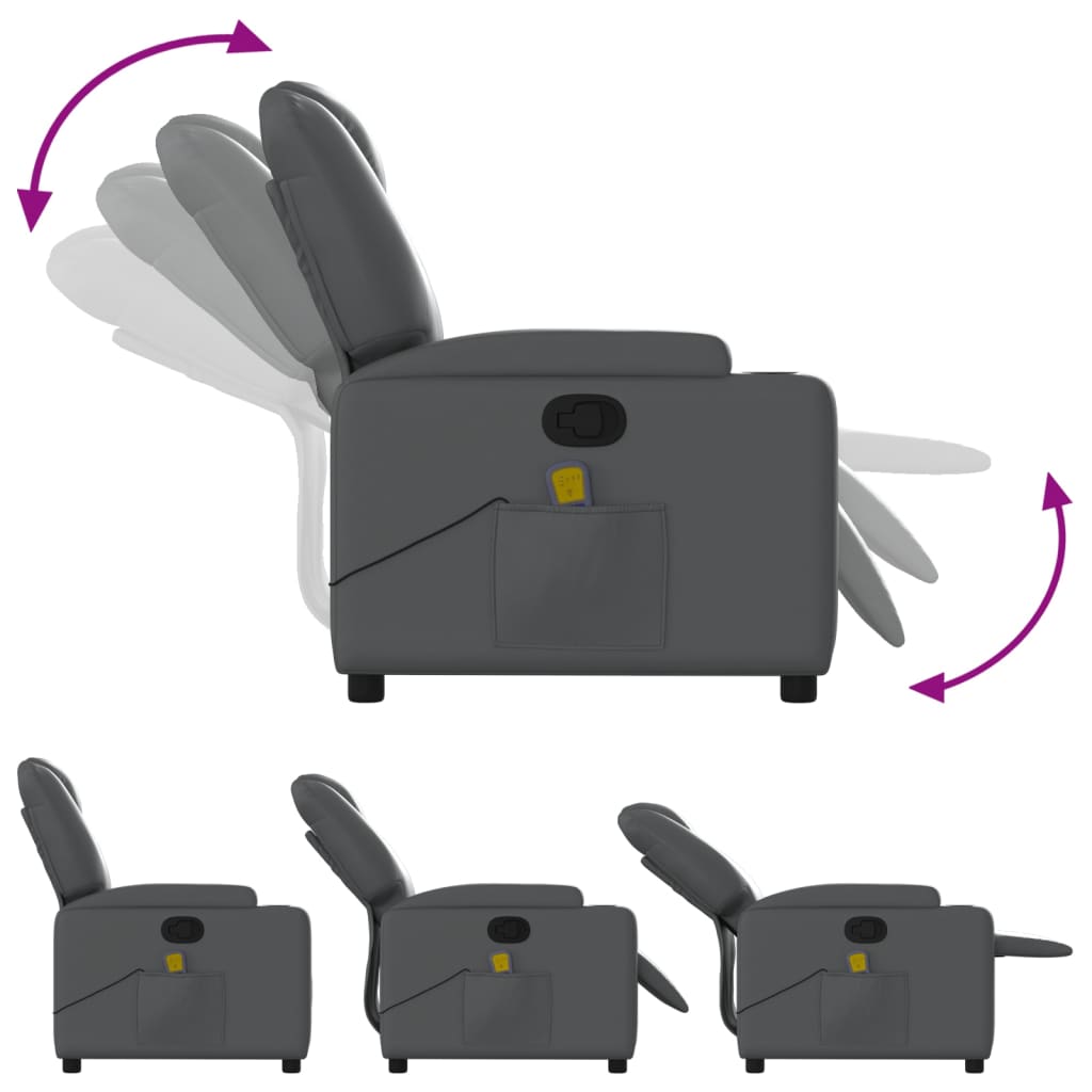 Massage Chair Relaxation Chair Grey Faux Leather