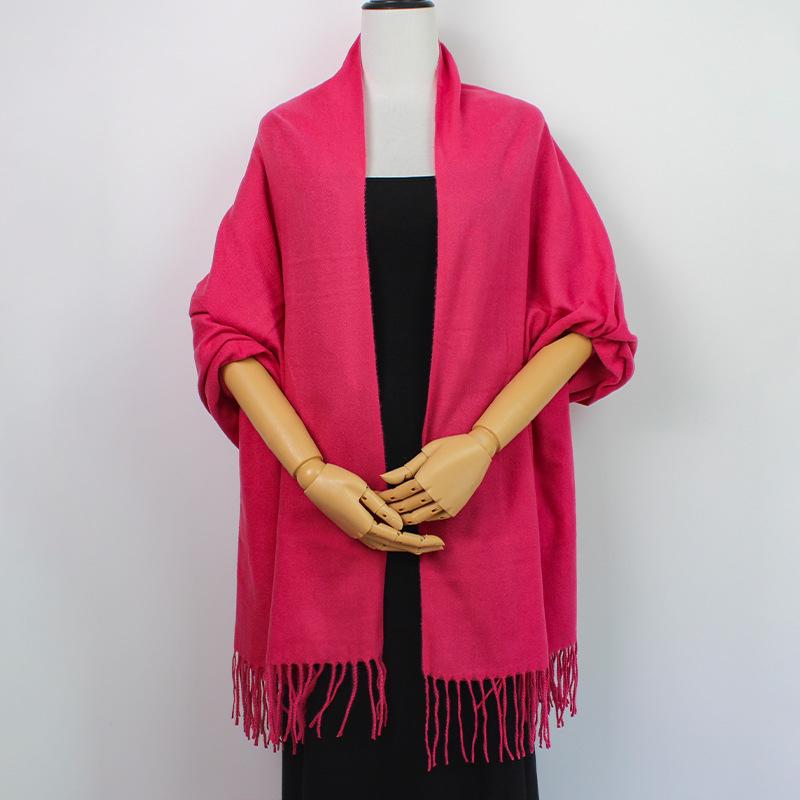European-American Thickened Warm Winter Scarf: Long, Wide, Imitation Cashmere Shawl In Solid Colors