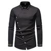 Men S Slim Fit Long Sleeve Asymmetric Embroidered Shirt European Size Spring Autumn