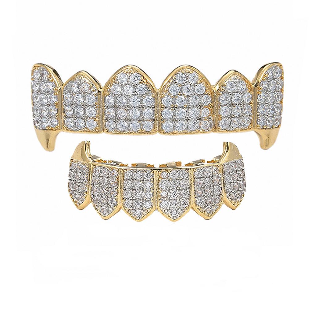 Colorful Zirconia Gold Hip Hop Tooth Ornaments for Halloween