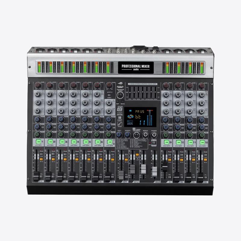 DAIPU 12-Channel Analog Mixer with Phantom Power for Conference & Stage (CN version)