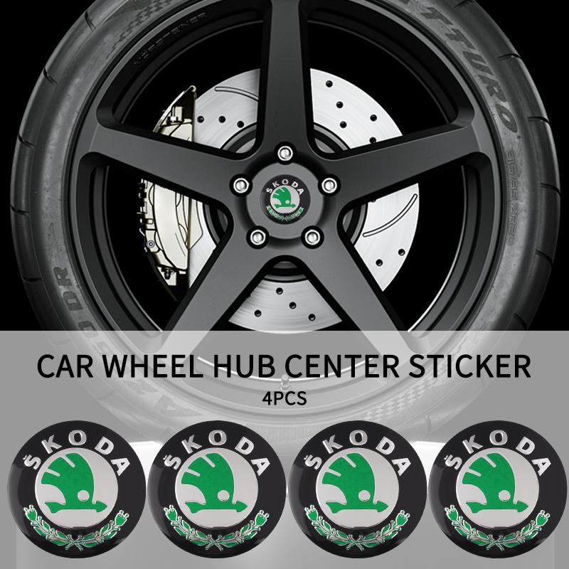 ADW1 4 Stück 56MM Auto Radnabendeckel Aufkleber Felgenabdeckungen Für Skoda Octavia Fabia Kamiq Kapoq Kodiaq Rapid Superb SCALA
