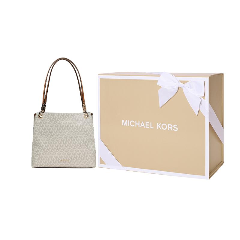 MICHAEL KORS Kensington Leather One Shoulder Handbag Women's Ecru/Oak 30F3G8KT7B-149