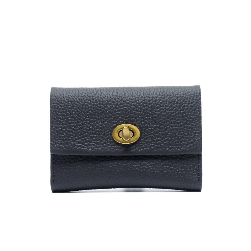 

Жіночий короткий гаманець для візиток з коров ячої шкіри першого шару, багатофункціональний маленький картхолдер з натуральної шкіри, модний шкіряний гаманець для дрібниці нішевого дизайну чорний