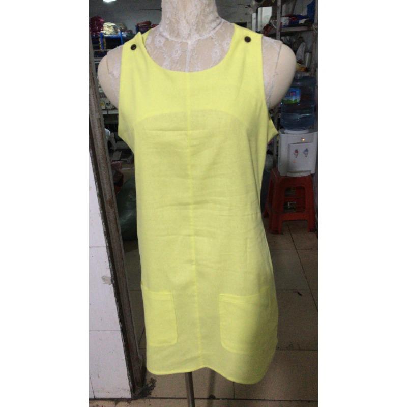 Vestido Casual de Verano con Bolsillo y Tirantes con Botones en los Hombros