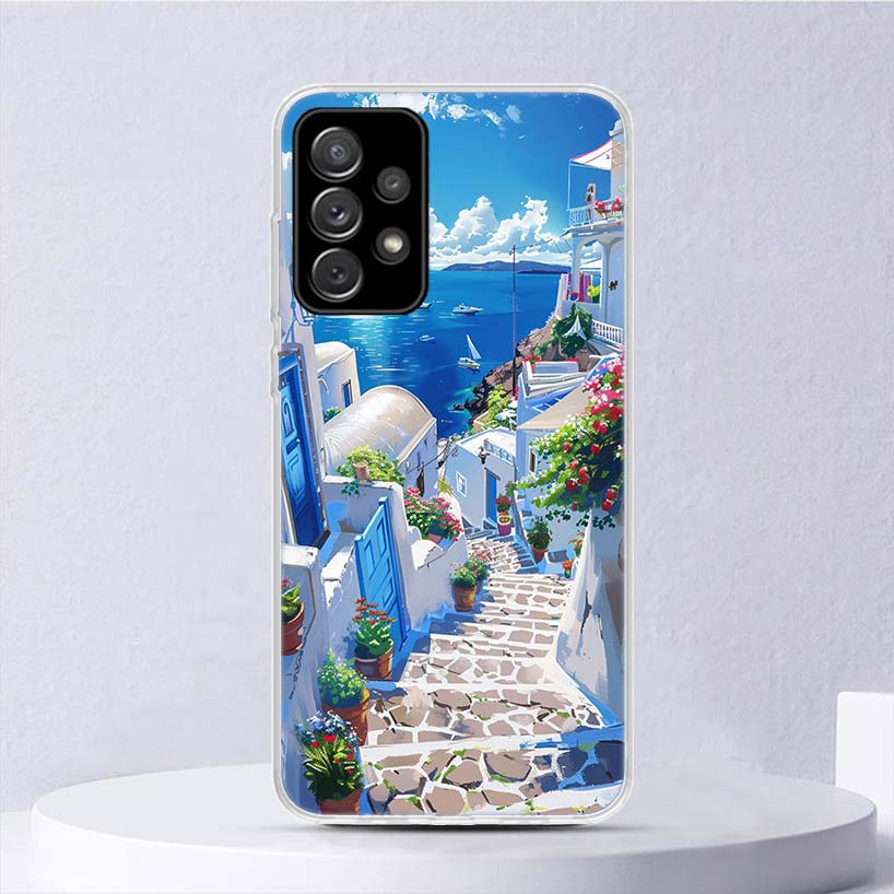 Greece In Summer Santorini Soft Case For Samsung Galaxy A17 A16 A26 A36 A56 A15 A14 A13 A55 A54 A53 Phone Cover A25 A35 A24 A34