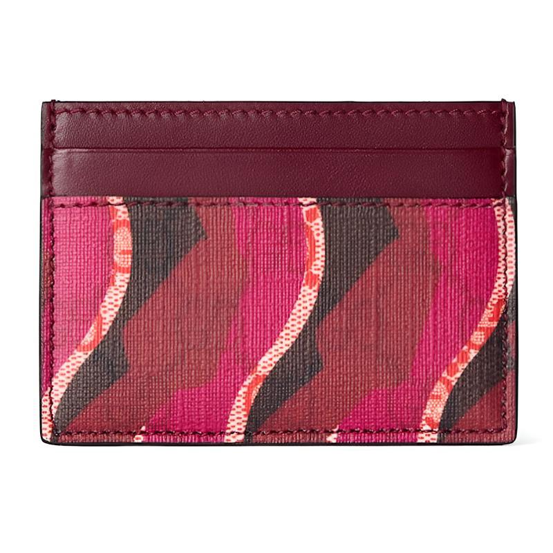 Gucci Snake pattern print embroidery GG Supreme canvas card holder women's ankara red