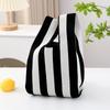 Korean Style Women's Striped Knit Tote & Vest Bag - Trendy Handbag Gilet