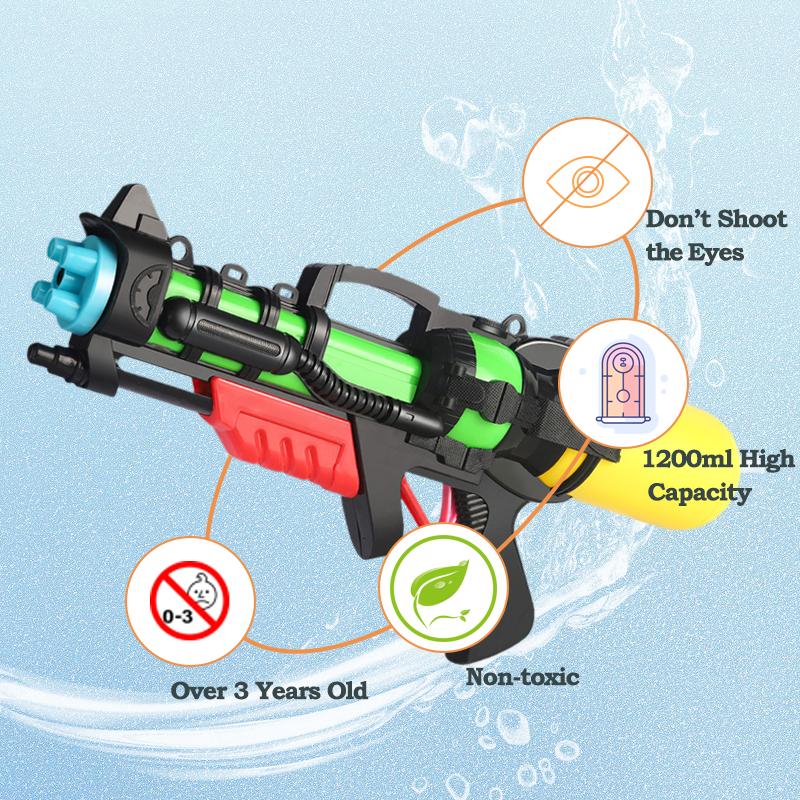 Water Guns for Kids Adults-1200CC High Capacity Power Pump Long Shooting Range Wasserpistolen Outdoor Water Fighting Boys Girls