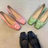 Retro Artistic Soft Bottom High Heels Women's Carved Flower Personality Square Head Casual Shoes Thick Heel Versatile Elegance