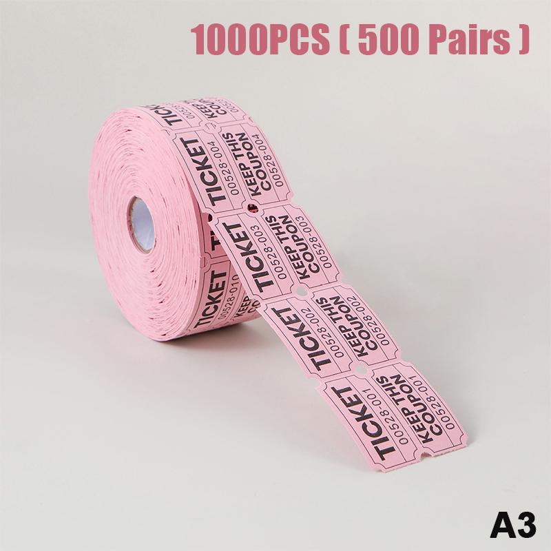 1000 Pezzi Biglietti Lotteria Colorati Strappabili Doppi Rotoli Biglietto d'Ingresso, Per Eventi, Gare, Premi in Classe, Carnevali