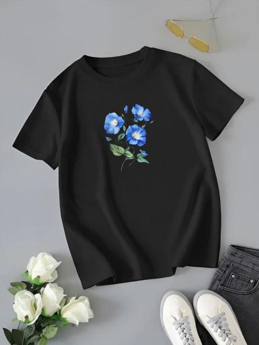 Oversized T-shirt with a floral print 2XL
