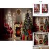 Christmas Fireplace Backdrop Banner With Polyester Fabric For Holiday Party Decor