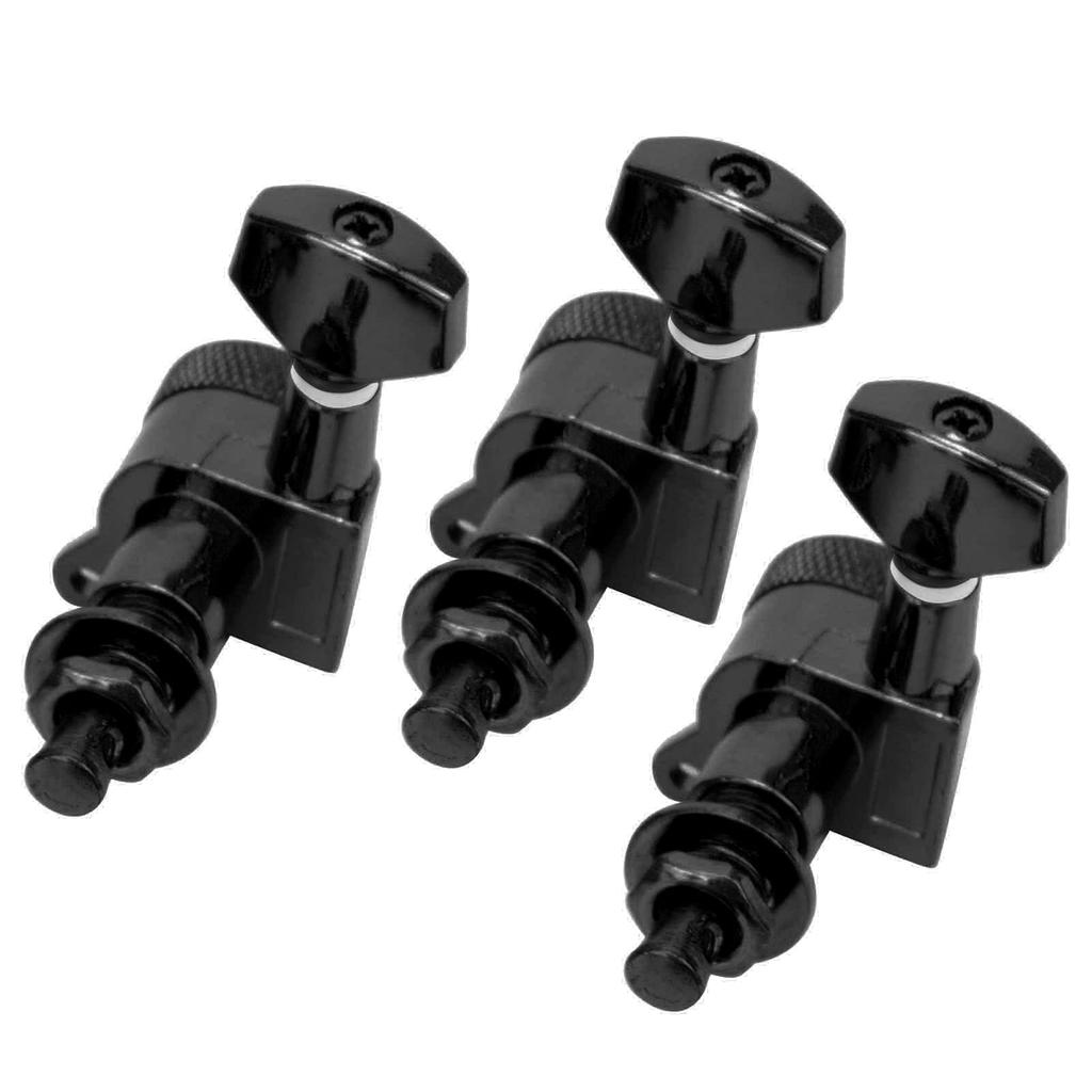 Matybobe Guitar Locking Tuners Locking Strings Sealed Tuning Key Pegs Durable Music Accessories Black Sets of 3 Left and 3 (6 Right)