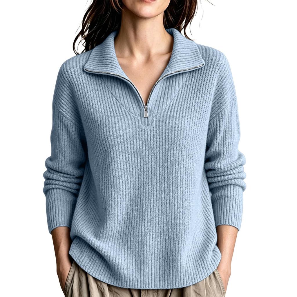 Women's V-Neck Long Sleeve Pullover Sweater for Casual Daily Wear