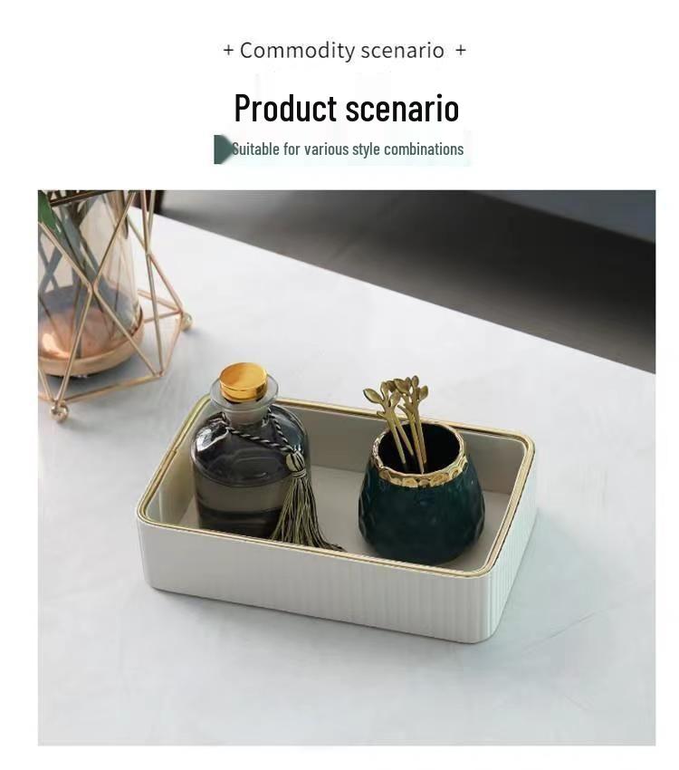 Influencer Entryway Storage Basket & Organizer: Rectangular Long Tray for Desktop & Cosmetics