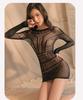 Rhinestone See-through Mesh  Women Tight Bodystocking Mesh Dress Sexy Fashion Short Stretch Bodycon Dresses Nightdress