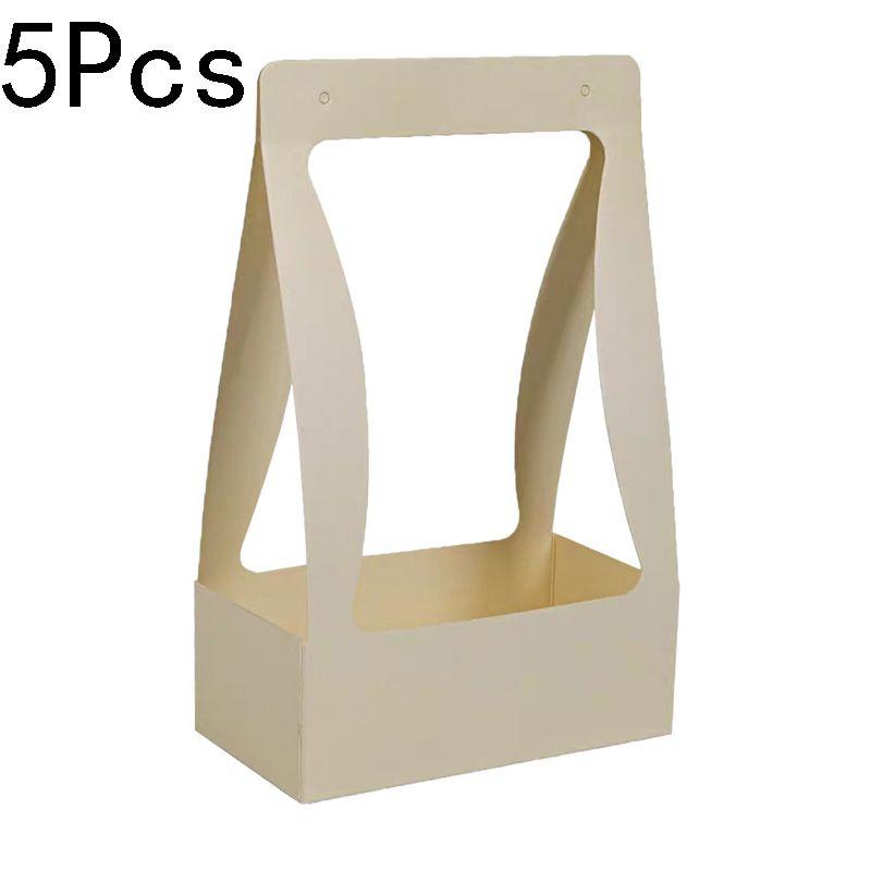 5Pcs Holiday Gift Elegant Design Double Sided Convenient Kraft Paper Portable Wrapping Box Water Proof Flower Basket