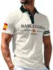 Men's Outdoor Short-Sleeve Polo Shirt with Printed Design (Not Textured), Available in Multiple Sizes. Men's Lapel Polo with Dark Green Contrast