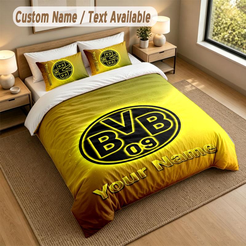 Bedding Set 1 Duvet Cover 2 Pillowcases Borussia Dortmund Print Soft Bed Linen Bedroom Decor