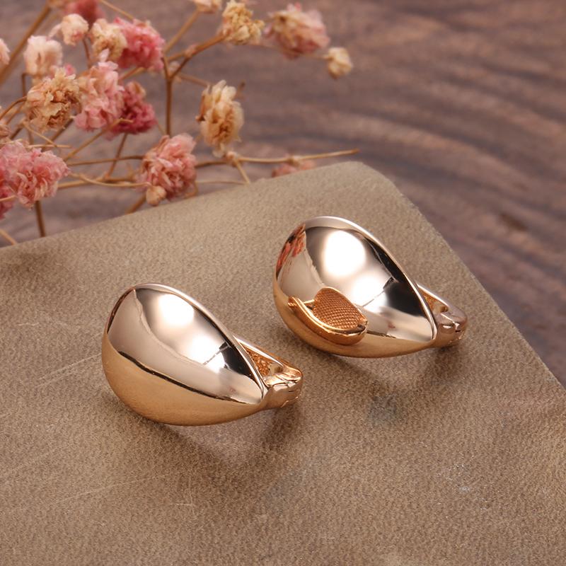 Glossy Dangle Earrings  Rose Gold Color Simple Water Drop Earrings For Women High Quality Daily Fine Jewelry
