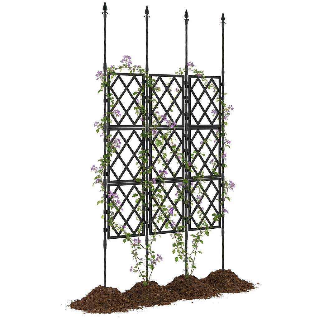 Foldable Garden Trellis, Lattice Climbing Support Trellis for Garden, DIY Assembly, 85 x 197 cm, Black