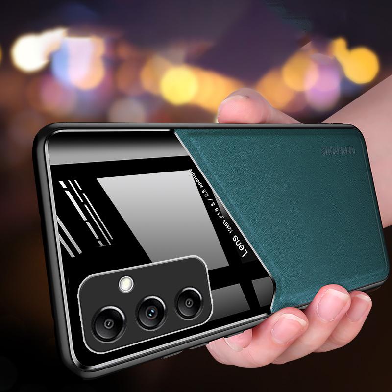 For Samsung Galaxy A15 4G/5G Case Magnetic Car Mount PU+TPU+PC Mobile Phone Cover