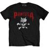 Herren Pantera Gehörnter Schädel Schablone (Zurück drucken) Schmal geschnittenes T-Shirt Medium Schwarz