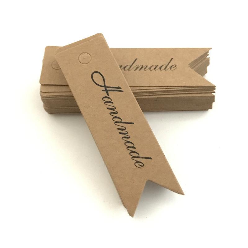 100PCS/Lot Handmade Hang Tag Gift Baking Universal Card Vintage Card Kraft Paper Swallowtail DIY Packaging Decoration TMZ